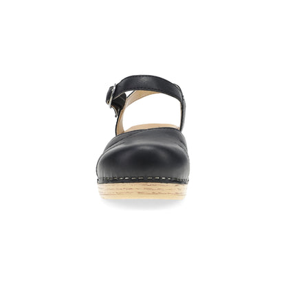 Toe image of Margreta Mary Jane Clog Black Leather