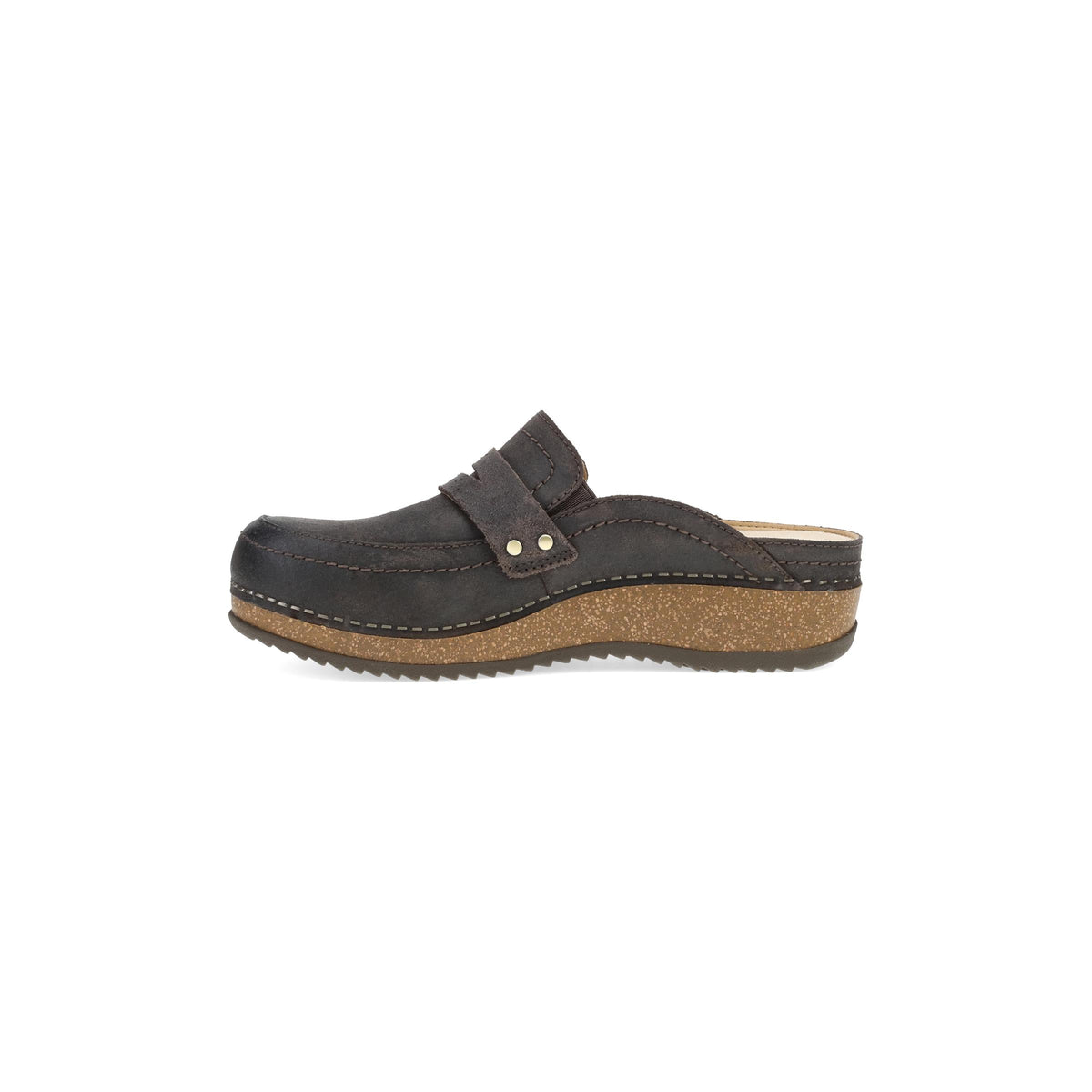 Side image of Maggy Clog Chocolate Leather