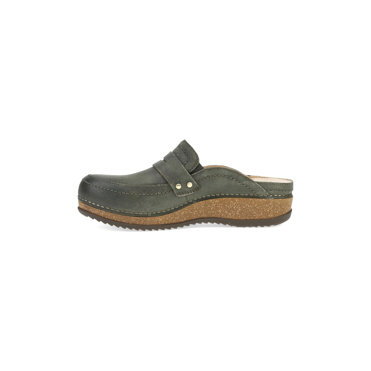 Side image of Maggy Clog Olive Leather