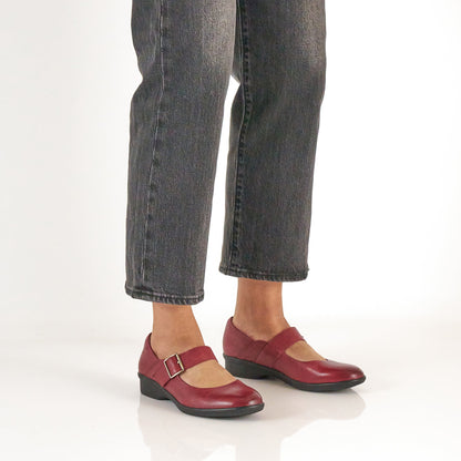 Collette Wide Red Burnished Nubuck